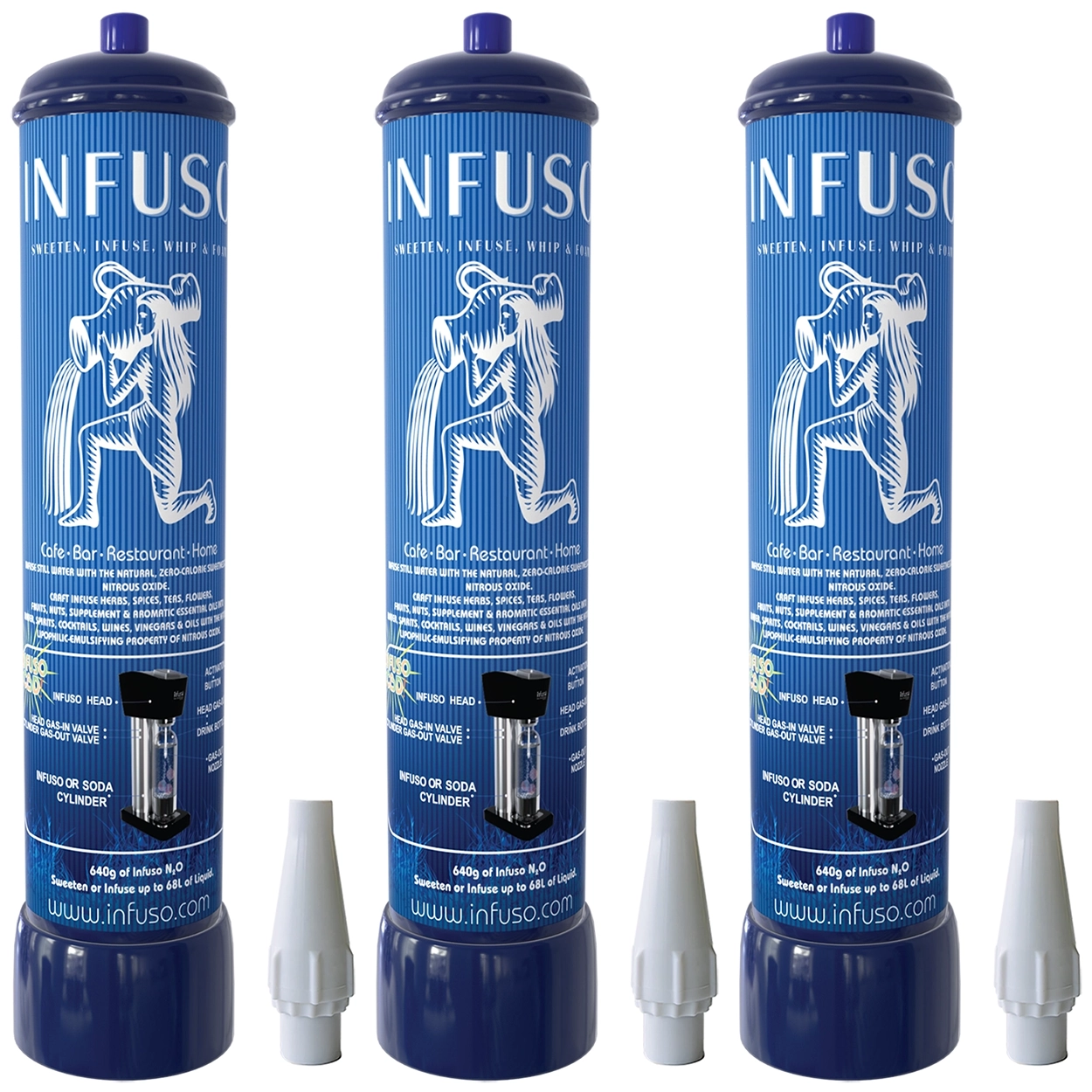 Cream Chargers by   Infuso Whip x 3 (640g N2O)